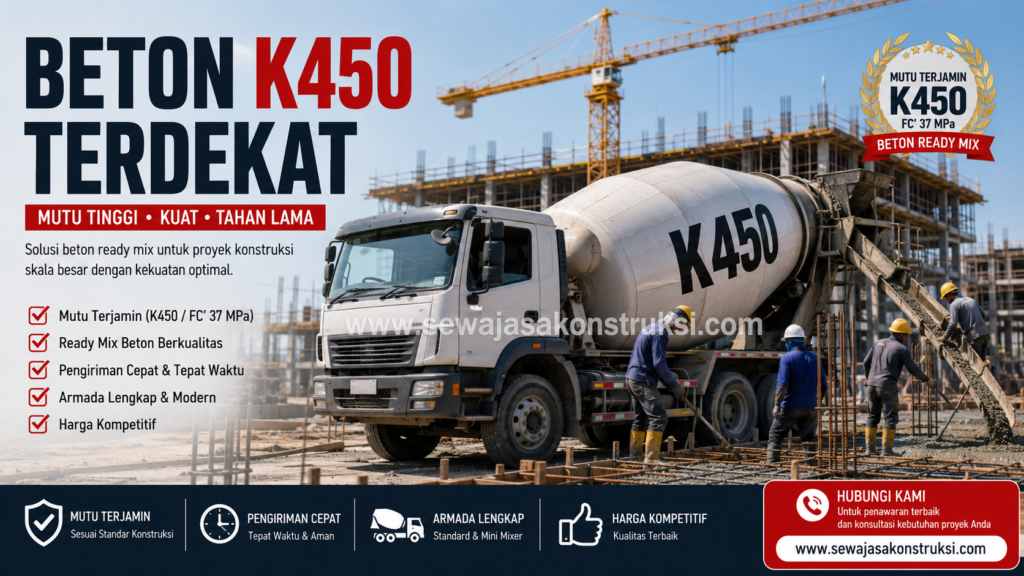 Beton K450 Terdekat – Harga, Spesifikasi, dan Kegunaan Beton Mutu Tinggi