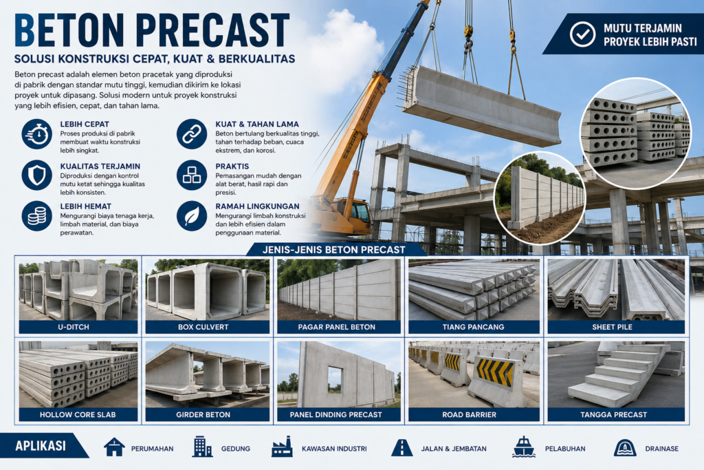 Beton Precast Pengertian, Jenis, Kelebihan, Fungsi, Harga, dan Aplikasinya dalam Konstruksi