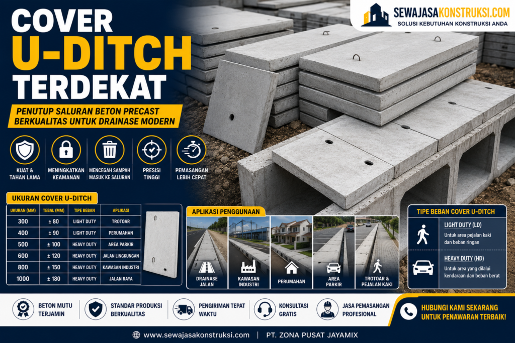 Cover U-Ditch Terdekat – Penutup Saluran Beton Precast Berkualitas untuk Drainase Modern