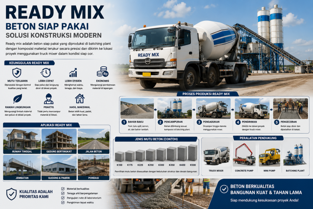 Harga Ready Mix Terbaru per m3 Semua Mutu Beton