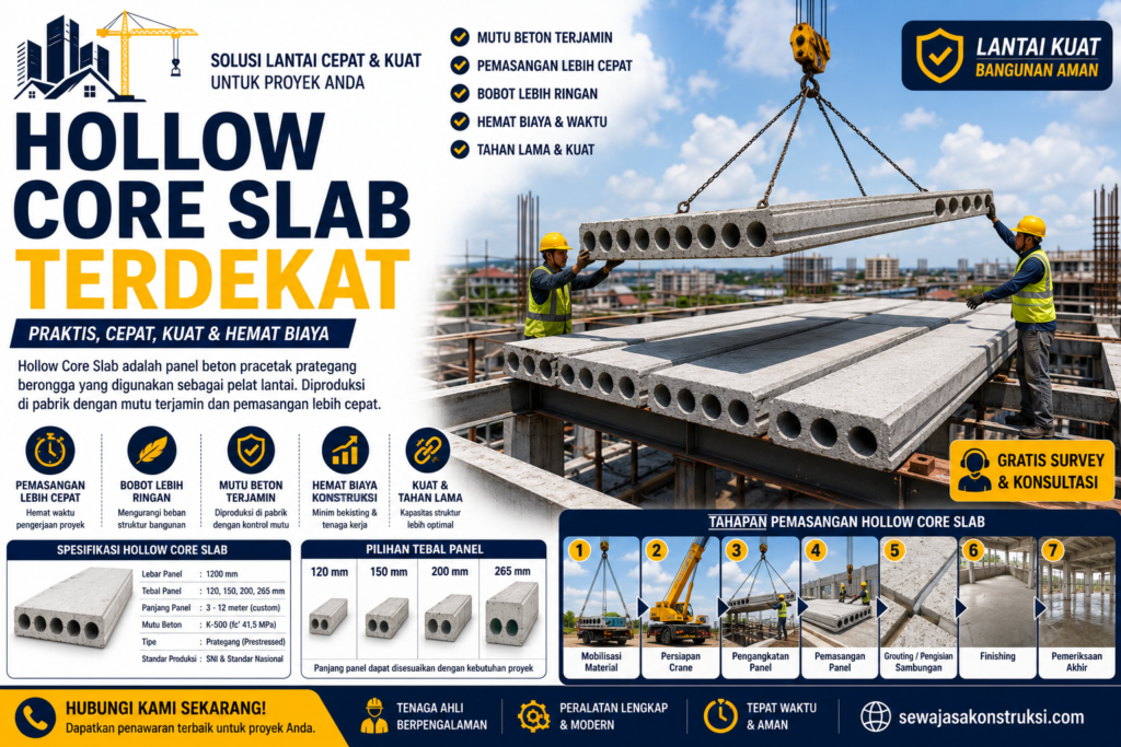 Hollow Core Slab Terdekat Jual & Pasang Hollow Core Slab Berkualitas untuk Berbagai Proyek