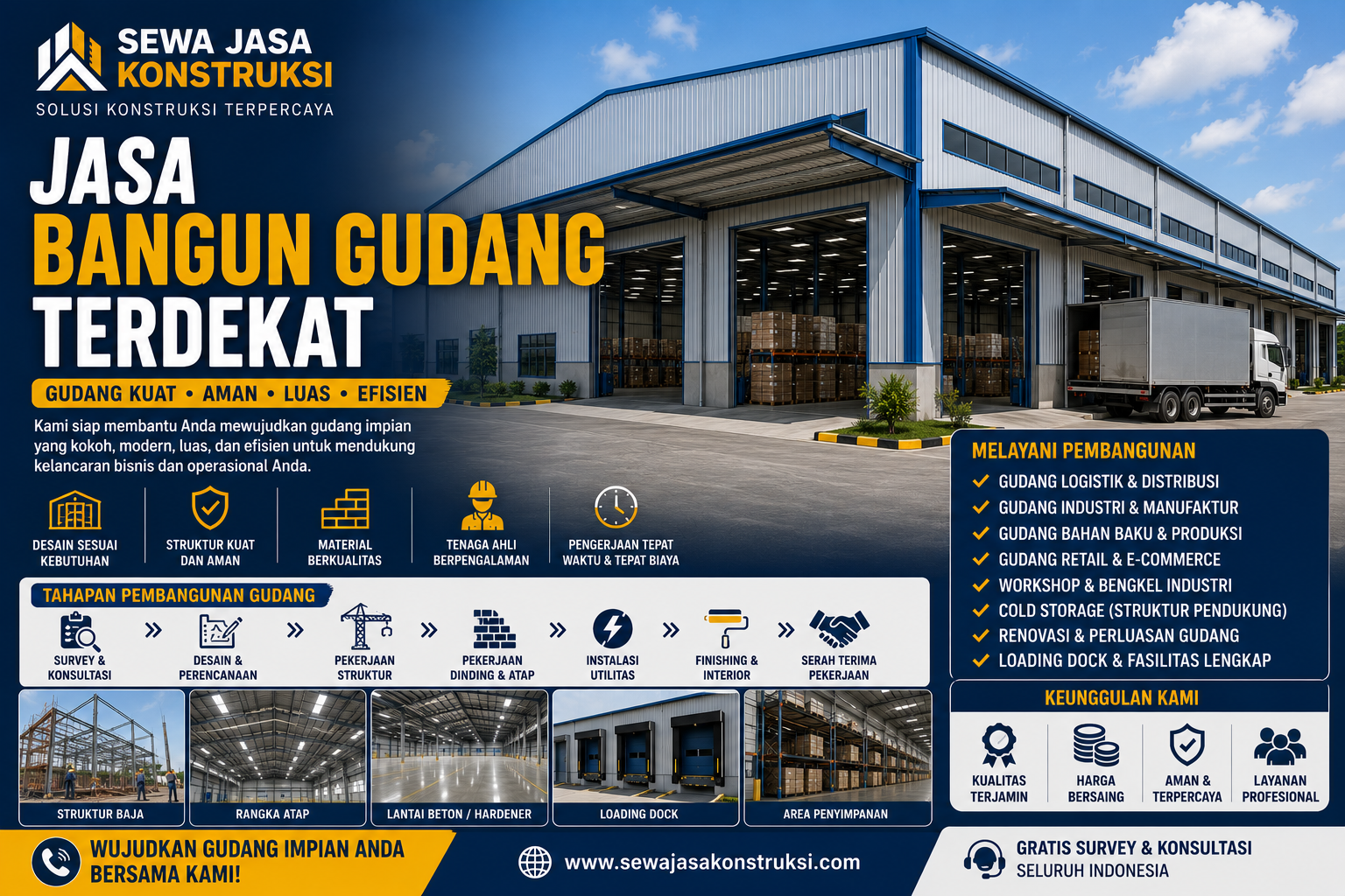 Jasa Bangun Gudang Terdekat Kontraktor Profesional untuk Gudang Kokoh, Luas & Efisien
