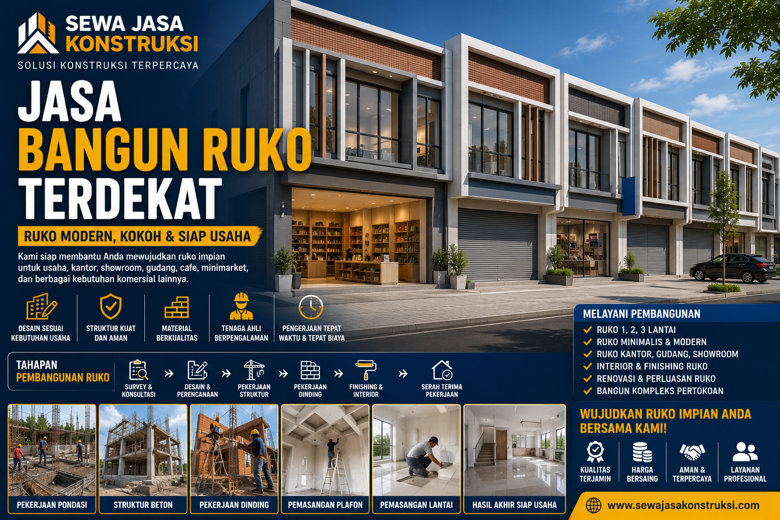 Jasa Bangun Ruko Terdekat Kontraktor Profesional untuk Ruko Modern, Kokoh & Siap Usaha