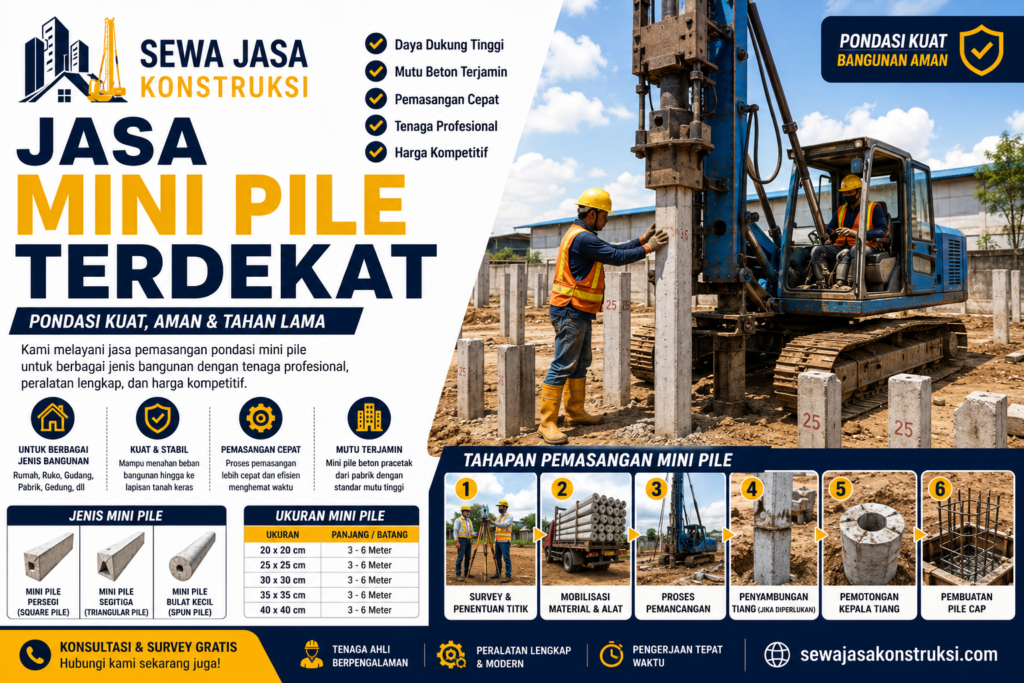 Jasa Mini Pile Terdekat Pondasi Mini Pile Profesional untuk Rumah, Gedung & Proyek Konstruksi