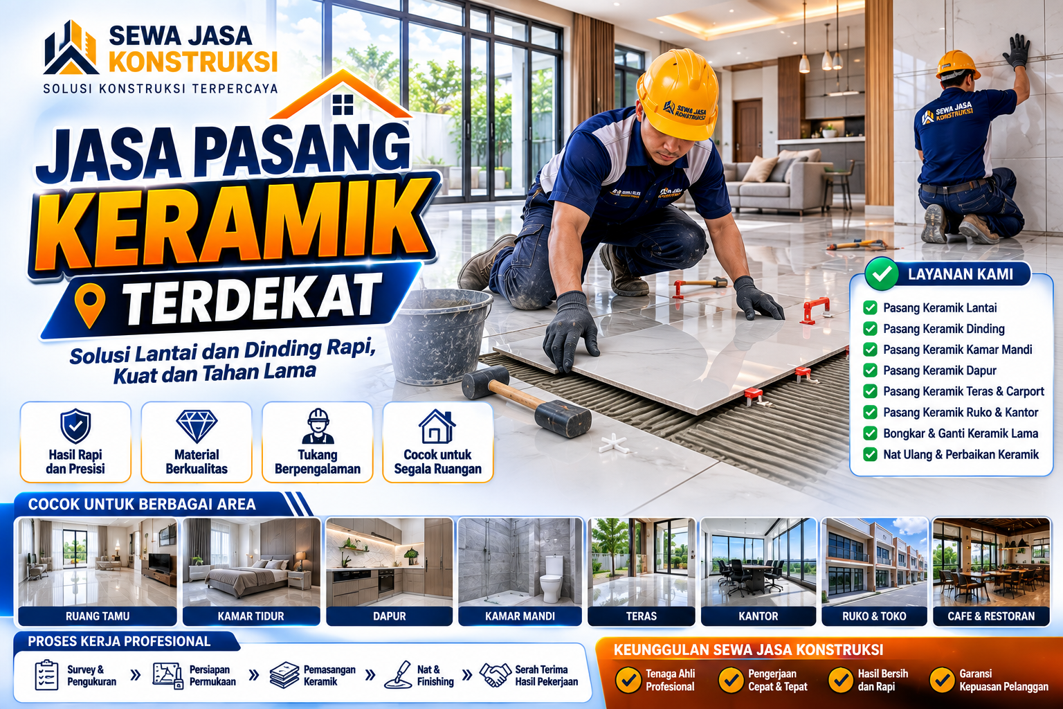 Jasa Pasang Keramik Terdekat Profesional untuk Rumah, Kantor, Ruko & Bangunan Komersial