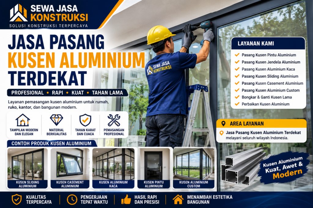 Jasa Pasang Kusen Aluminium Terdekat Profesional untuk Rumah, Ruko, Kantor & Bangunan Modern