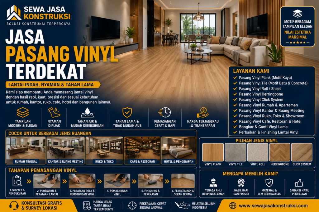 Jasa Pasang Vinyl Terdekat Profesional untuk Rumah, Kantor, Ruko & Bangunan Komersial