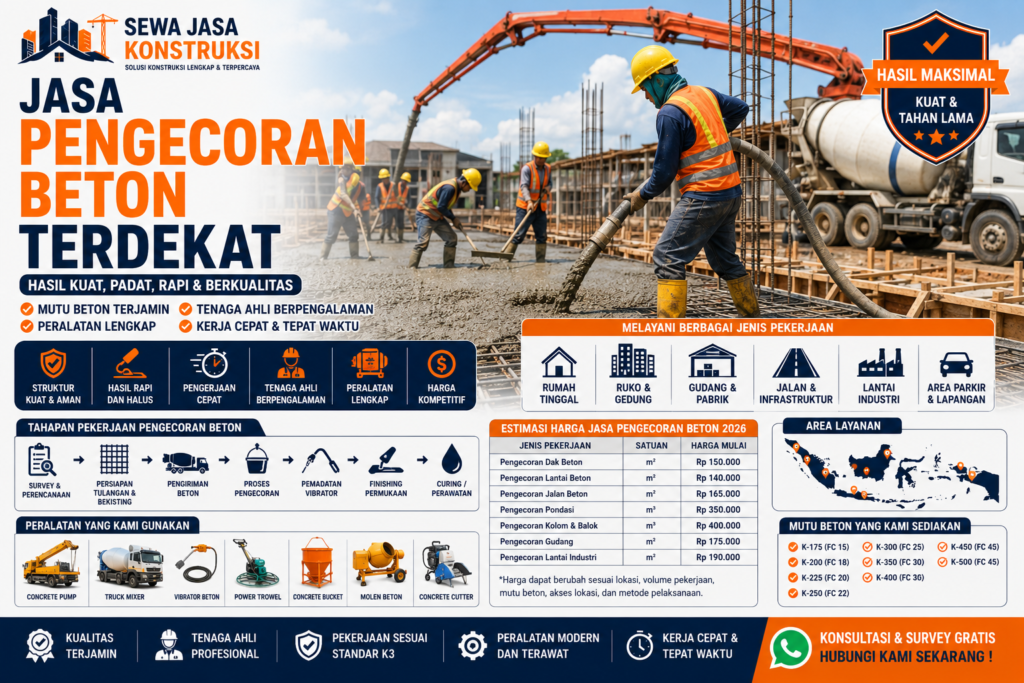 Jasa Pengecoran Beton Terdekat Jasa Cor Beton Profesional untuk Rumah, Jalan, Gudang & Gedung