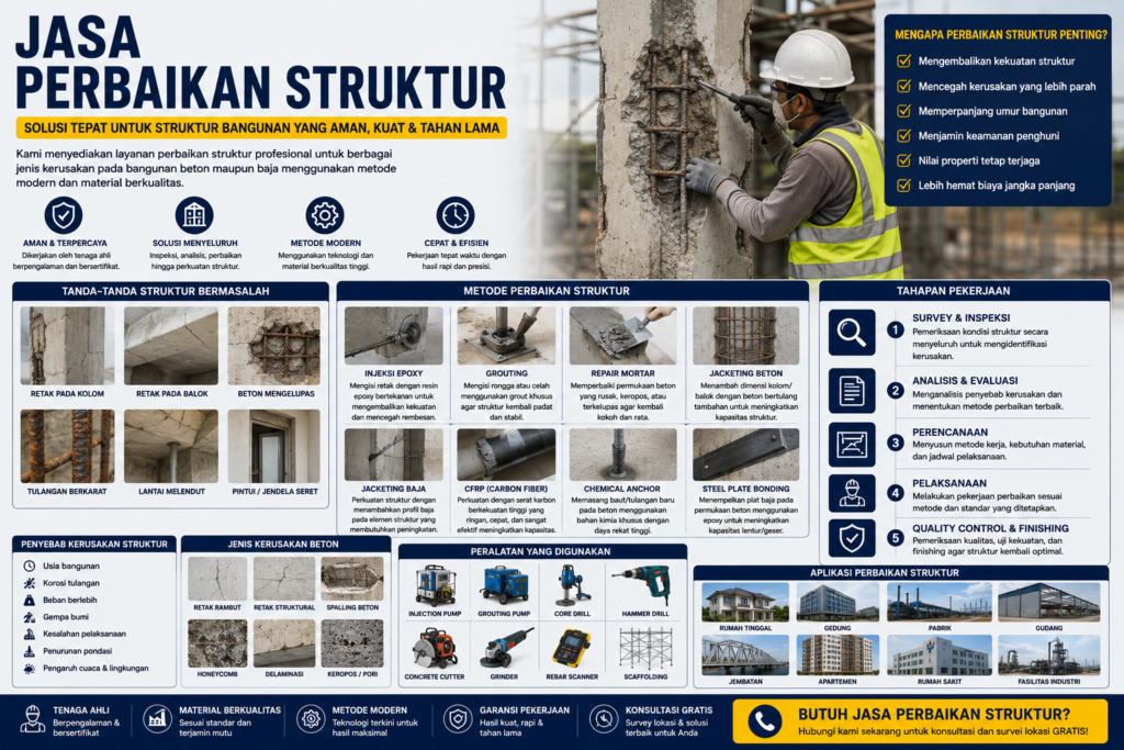 Jasa Perbaikan Struktur Profesional untuk Gedung, Rumah, Pabrik & Bangunan Beton