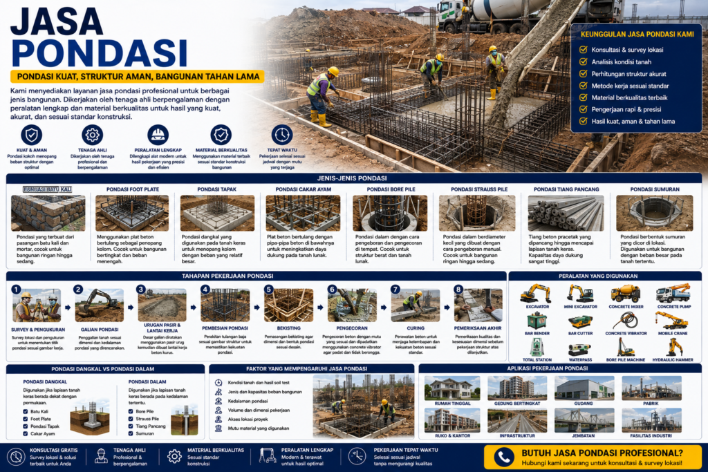 Jasa Pondasi Profesional untuk Rumah, Gedung, Gudang & Bangunan Industri