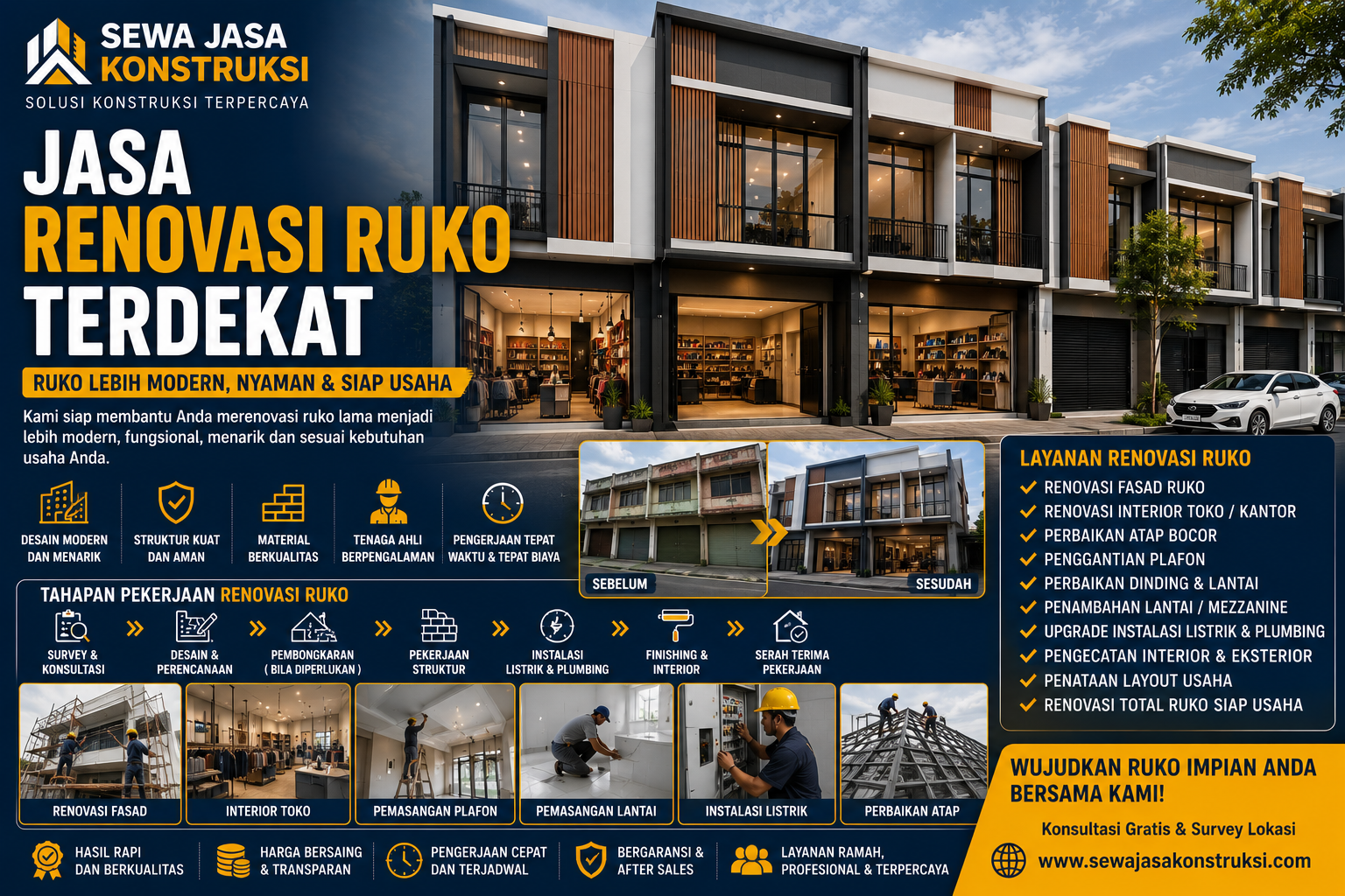Jasa Renovasi Ruko Terdekat Profesional untuk Ruko Modern, Nyaman & Siap Usaha