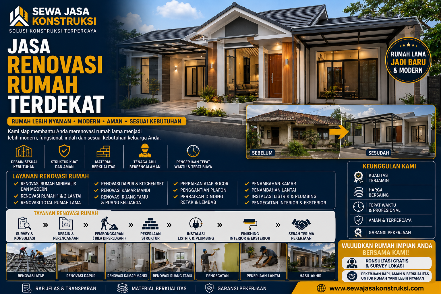 Jasa Renovasi Rumah Terdekat Profesional untuk Rumah Lama Menjadi Lebih Modern & Nyaman