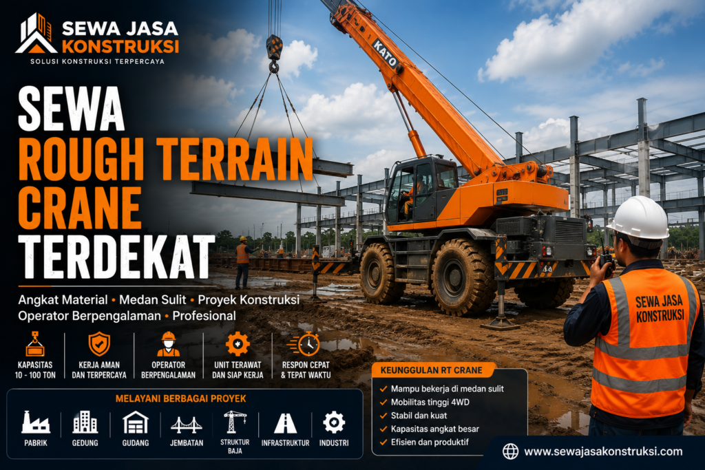 Jasa Sewa Rough Terrain Crane Terdekat Rental RT Crane Profesional untuk Proyek Konstruksi