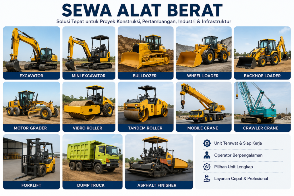 Sewa Alat Berat Profesional untuk Proyek Konstruksi, Pertambangan & Infrastruktur