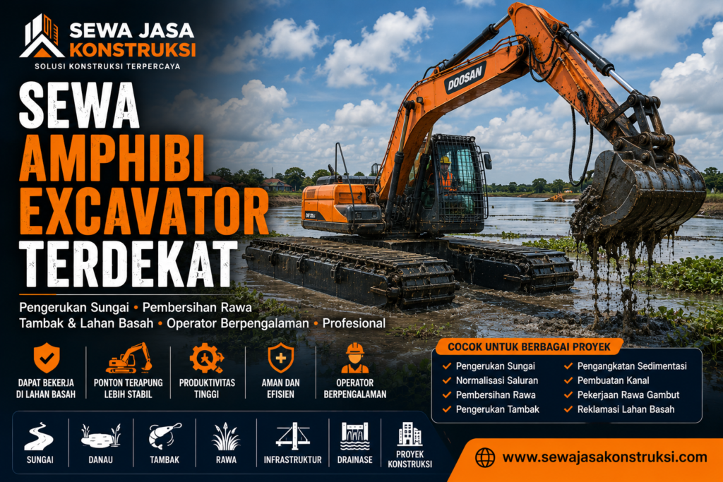 Sewa Amphibi Excavator Terdekat Rental Excavator Amphibi Profesional untuk Sungai, Rawa & Tambak
