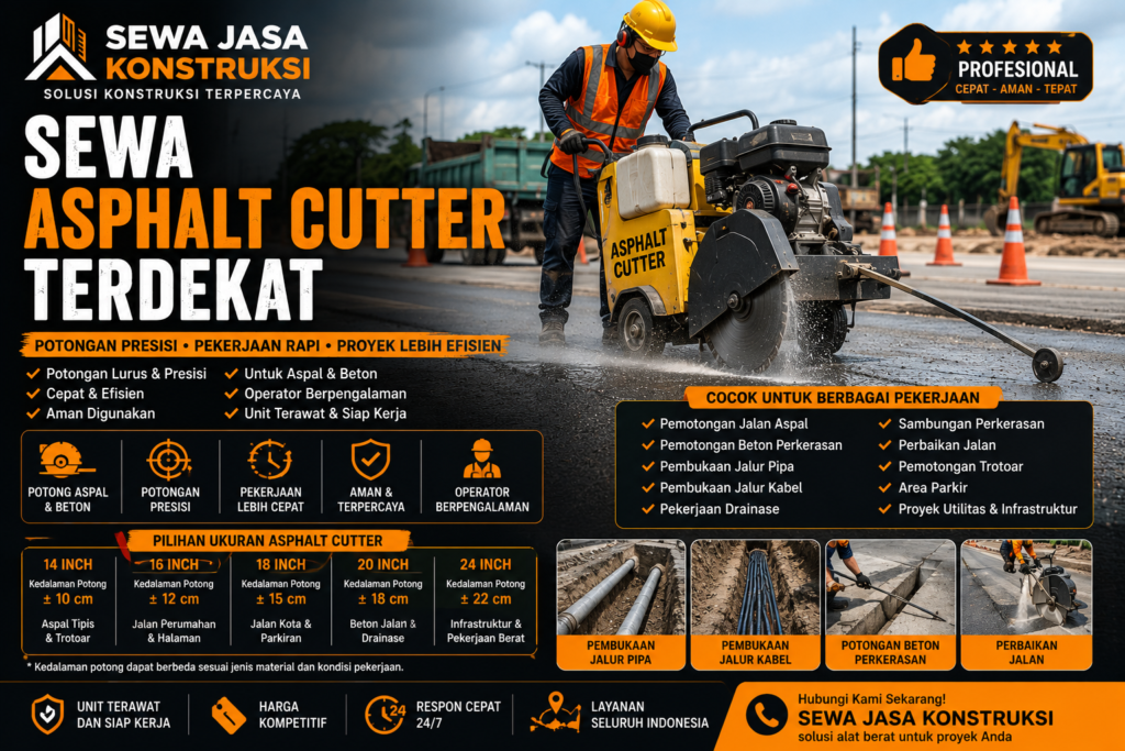 Sewa Asphalt Cutter Terdekat Rental Asphalt Cutter Profesional untuk Pemotongan Aspal & Beton Jalan