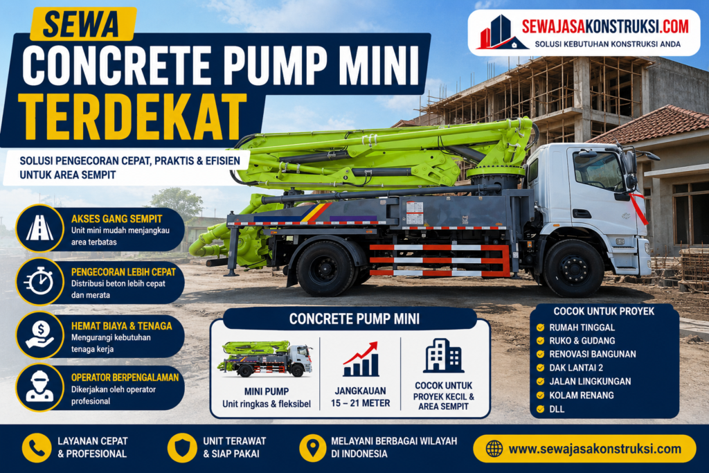 Sewa Concrete Pump Mini Terdekat – Solusi Praktis Pengecoran Rumah, Ruko & Area Sempit