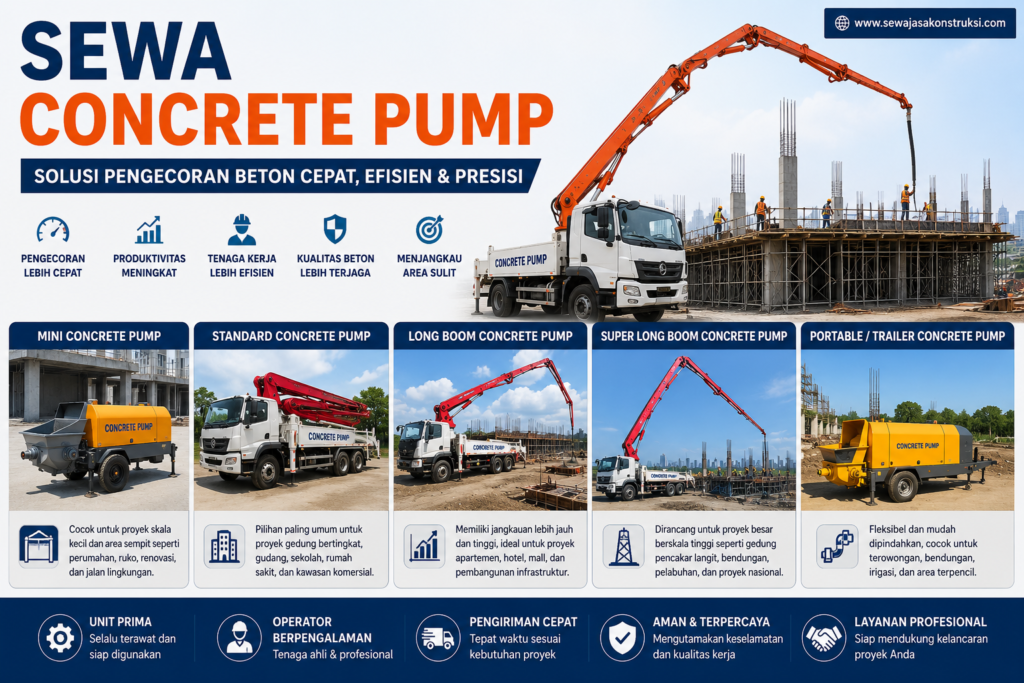 Sewa Concrete Pump Profesional untuk Proyek Pengecoran Beton