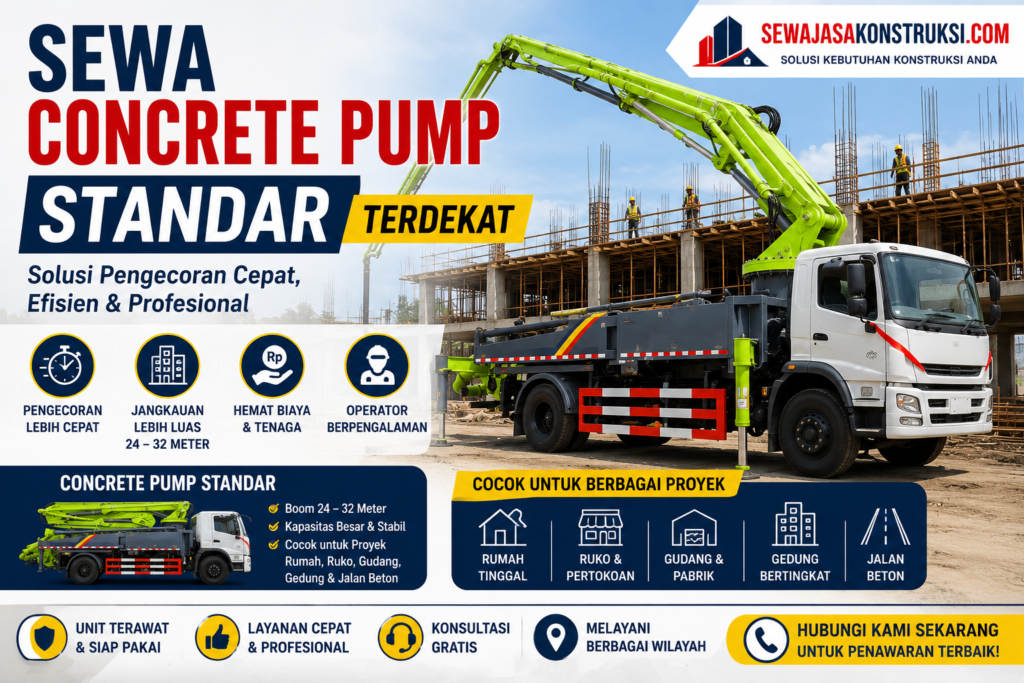 Sewa Concrete Pump Standar Terdekat – Solusi Pengecoran Cepat untuk Rumah, Ruko & Gedung