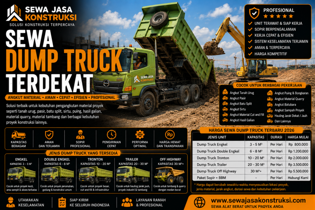 Sewa Dump Truck Terdekat Rental Dump Truck Profesional untuk Angkut Tanah, Pasir & Material Proyek