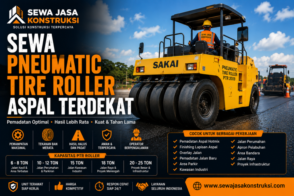 Sewa Pneumatic Roller Aspal Terdekat Rental PTR Roller Profesional untuk Pemadatan Aspal & Jalan
