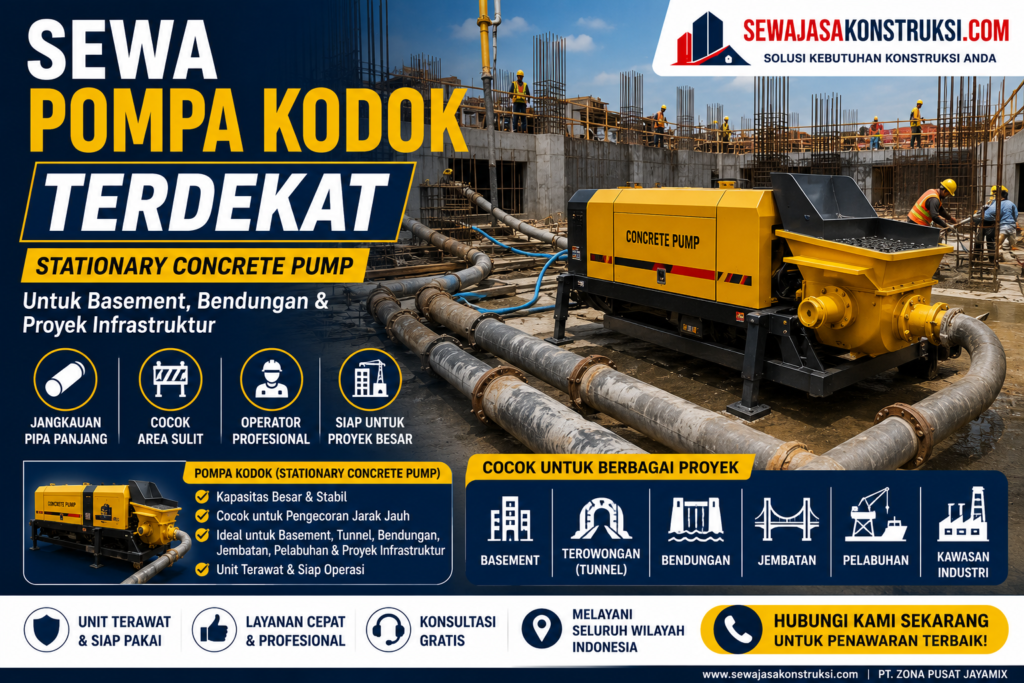 Sewa Pompa Kodok Terdekat – Solusi Pengecoran Portable untuk Area Sulit Dijangkau