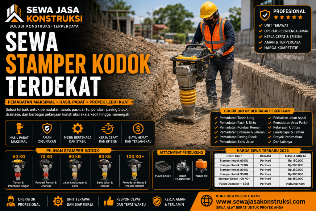Sewa Stamper Kodok Terdekat Rental Stamper Kodok Profesional untuk Pemadatan Tanah & Aspal