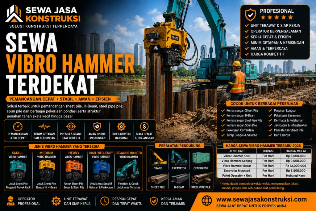Sewa Vibro Hammer Terdekat Rental Vibro Hammer Profesional untuk Pancang Sheet Pile & Tiang Pancang