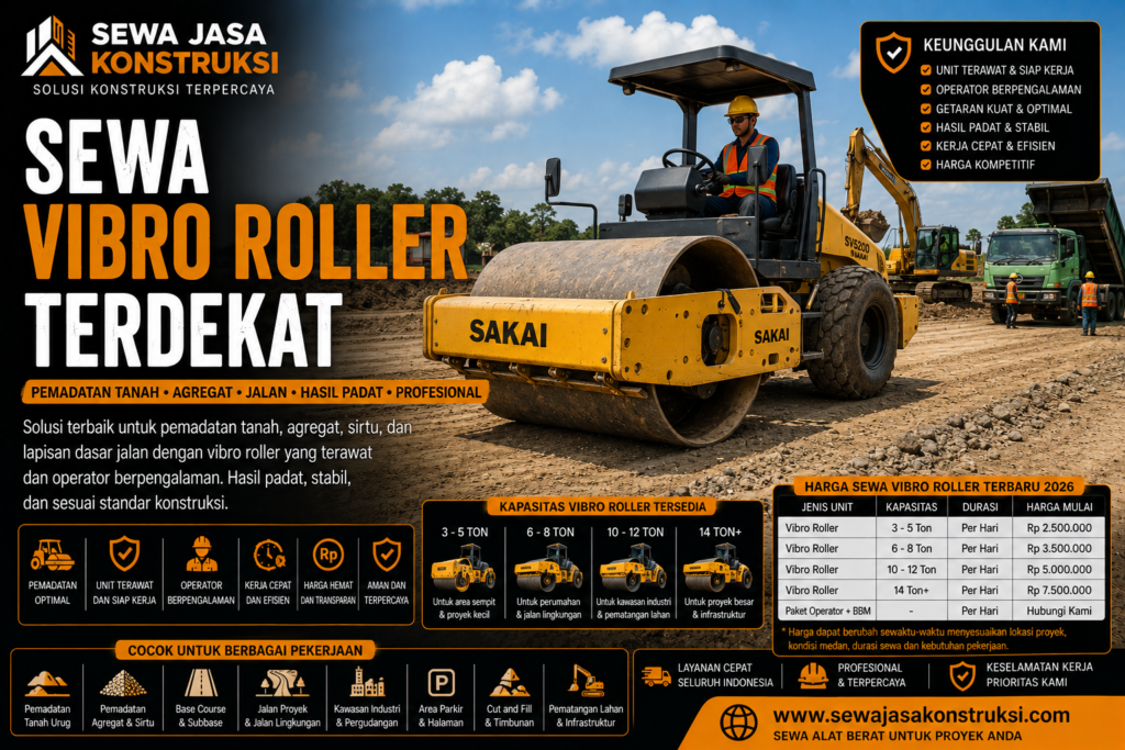 Sewa Vibro Roller Terdekat Rental Vibro Roller Profesional untuk Pemadatan Tanah & Jalan