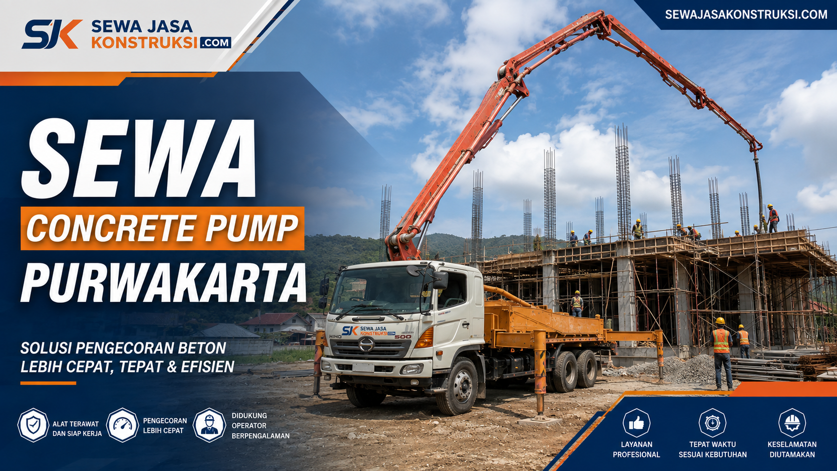 Sewa Concrete Pump Purwakarta 2026 | Harga Rental Pompa Beton Terbaru