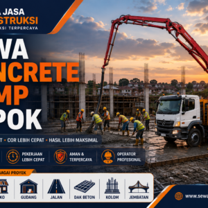 Sewa Concrete Pump Depok Terdekat 2026 | Mini, Standar, Long Boom, Moli, & Kodok