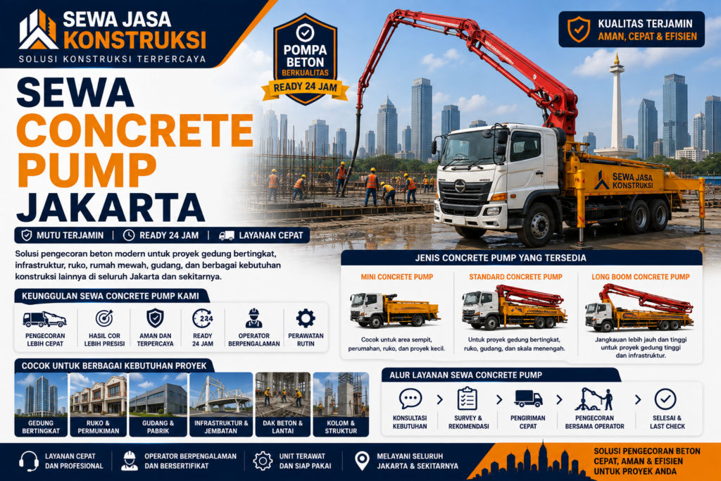 Sewa Concrete Pump Jakarta Terdekat 2026 Tipe Lengkap